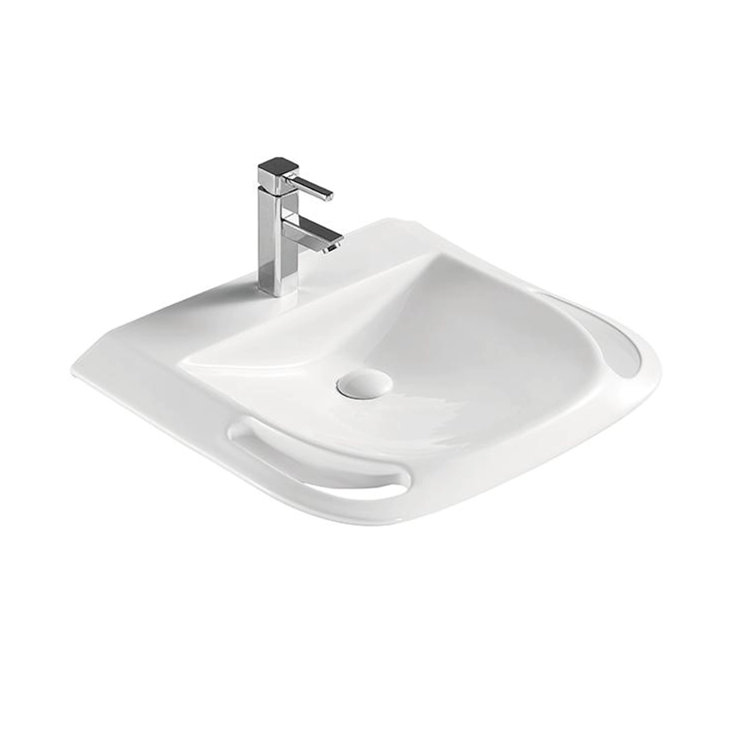 Wall-hung ceramic handicap washbasin for disabled, wall-hung handicapped lavatory basin, barrier-free bathroom sink